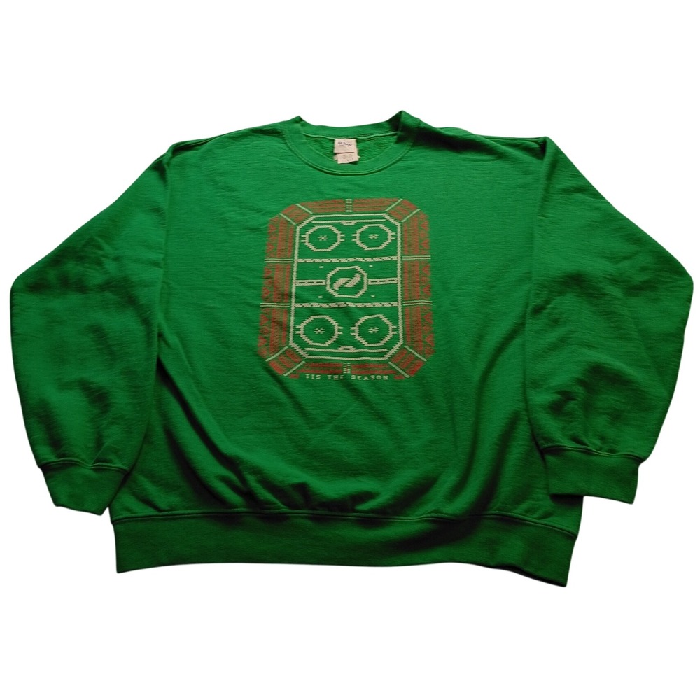 Gildan Cozy Sweatshirt Men's Heavy Blend Hockey Rink Tis The Season Green L
